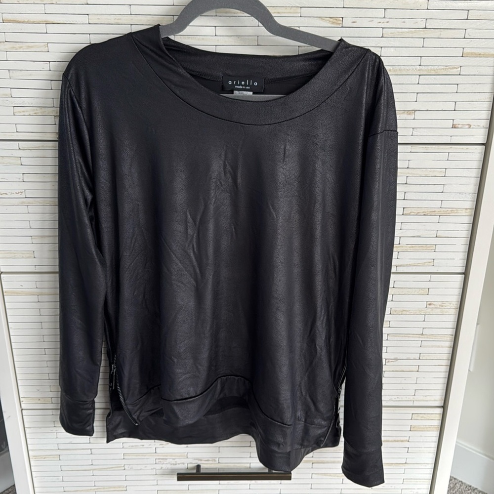 Black Leather Look Top